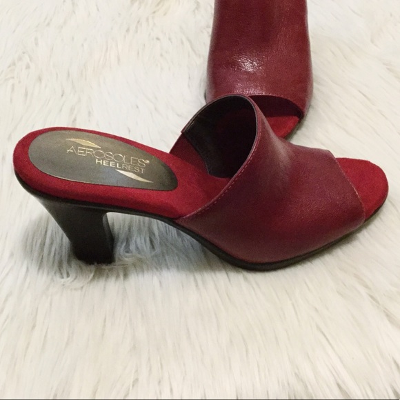 AEROSOLES Shoes - AEROSOLES Heelrest Brilliance Red Leather Slides